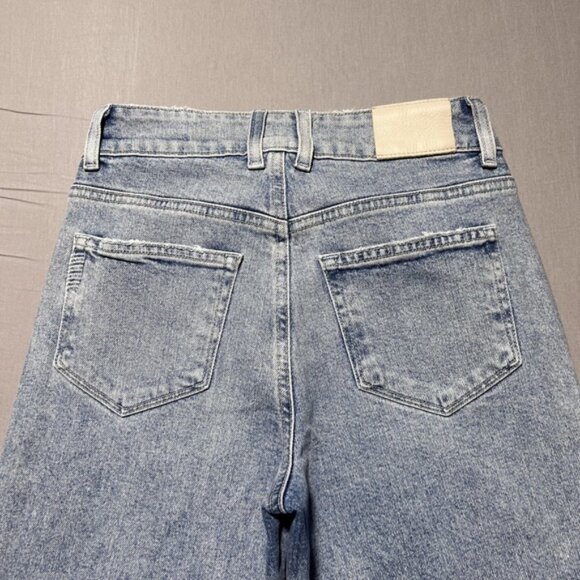 PAIGE Sasha Wide Leg Jeans Womens 25 Khristen Distressed Wash Blue High Rise - Picture 3 of 16